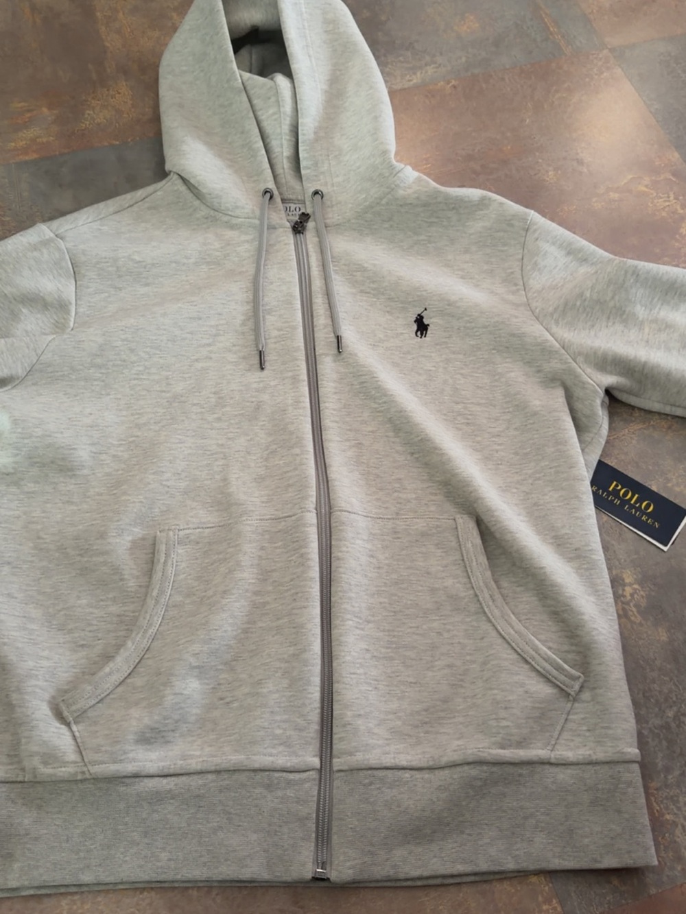 Polo by Ralph Lauren Heather Light Gray Full-Zip Hoodie with Black Pony